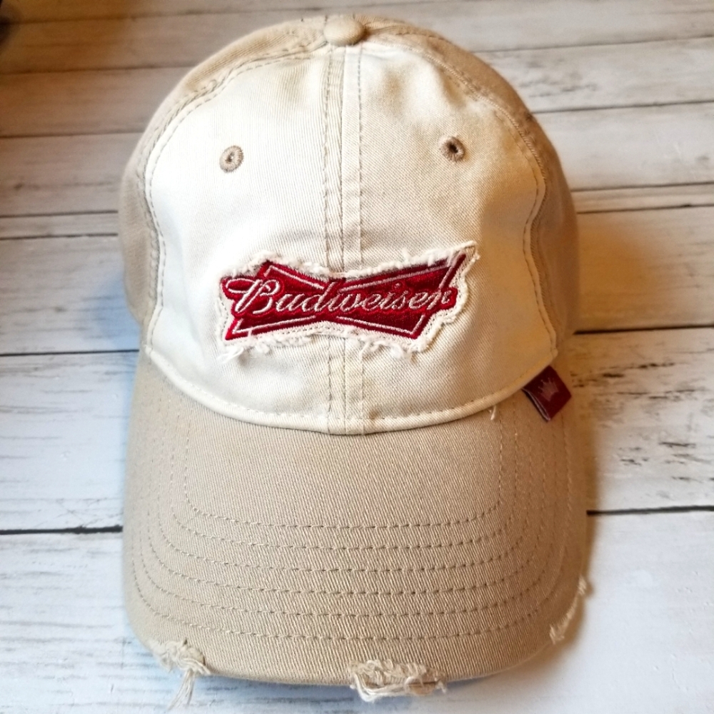 Budweiser Distressed Patch Hat Adjustable Strap S… - image 1
